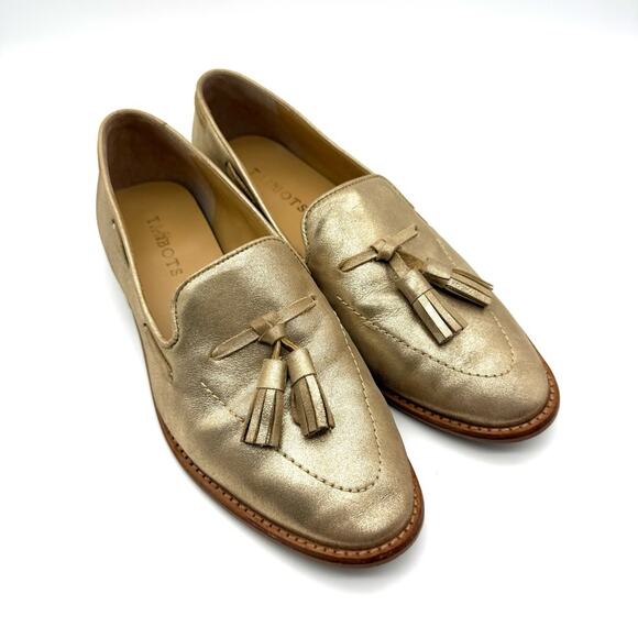 Talbots Leighton Tassel Loafers Gold Metallic Suede 8 - Picture 2 of 15